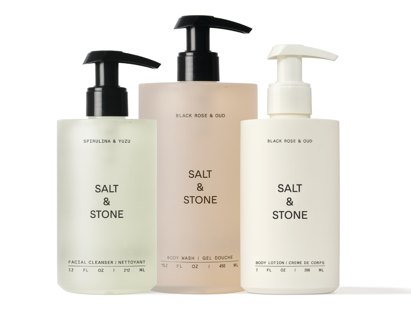 Salt & Stone Aroma MIX set | Dušas želeja, ķermeņa losjons un sejas attīrošās putas