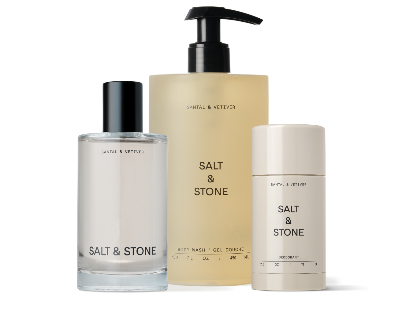 Santal & Vetiver Body set | Dezodorants, smaržūdens un dušas želeja